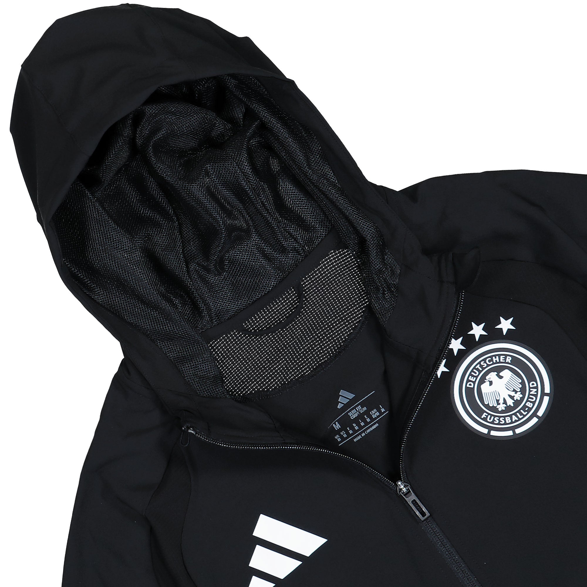 adidas DFB Germany Tiro Travel FZ Windbreaker Black Jacket JZ9326 Material | Overkill
