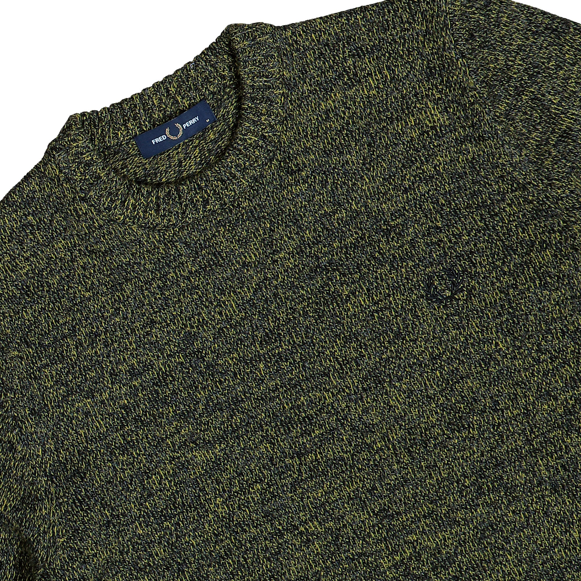Fred Perry Twisted Marl Jumper Anchor Grey / Tennis Ball Yellow / Black Sweatshirts K1549-43A Detailfoto | Overkill

