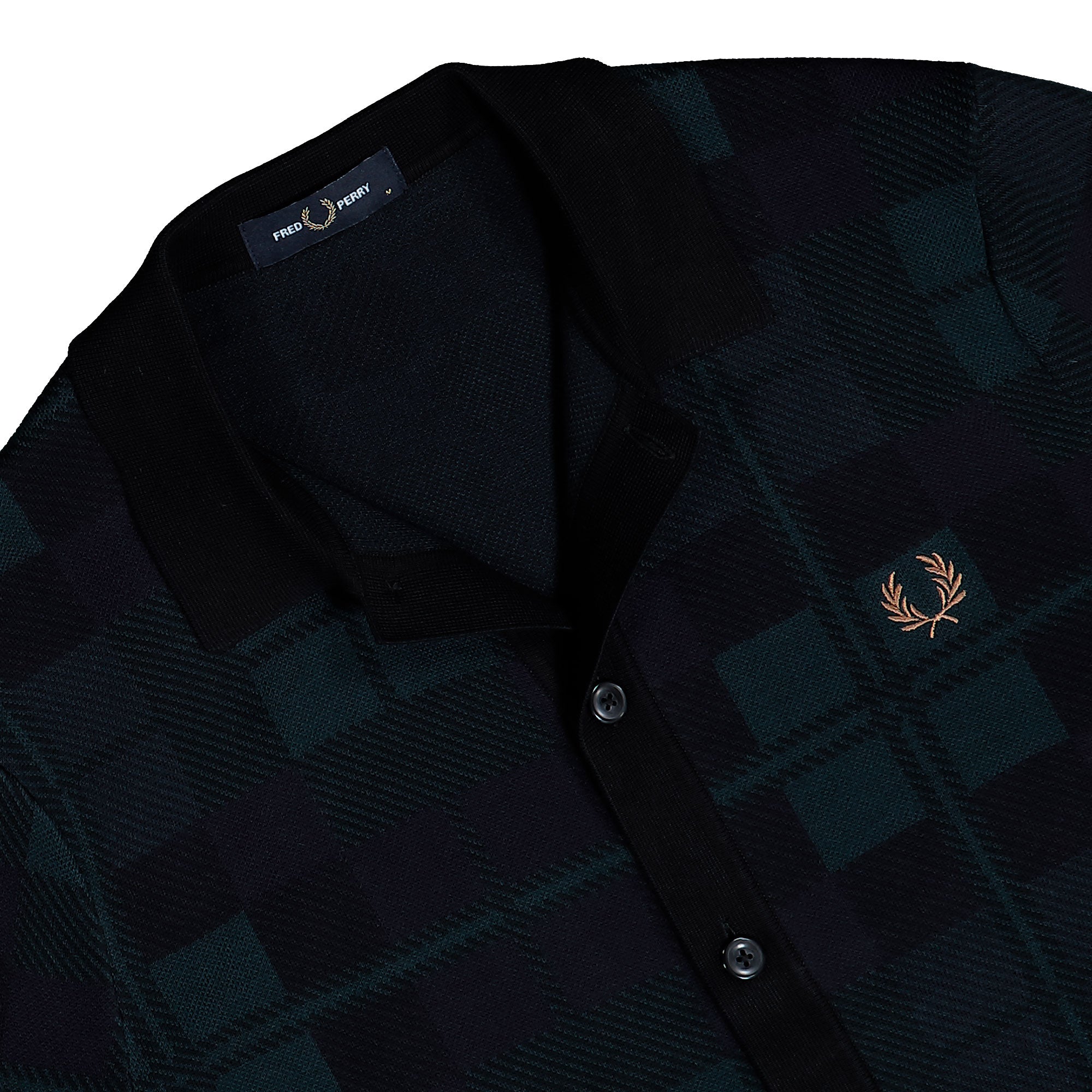 Fred Perry Black Watch Tartan Knit Shirt Black Watch Tartan Shirts K1553-37A Detailfoto | Overkill
