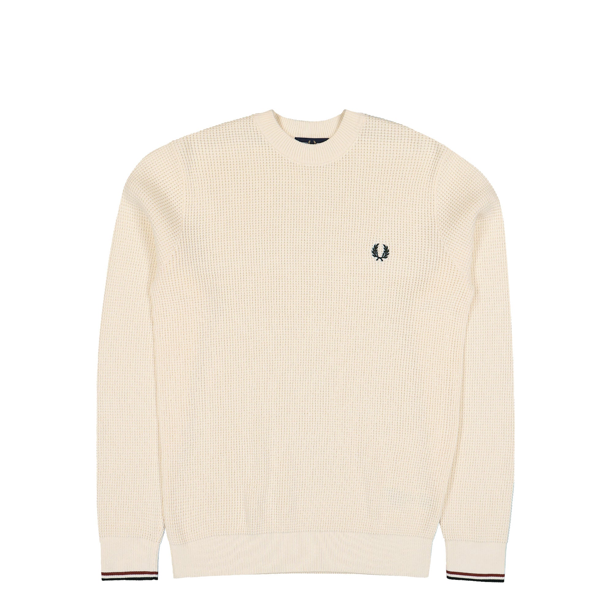 Fred Perry Waffle Stitch Jumper Ecru Sweatshirt K6507-170 | Overkill

