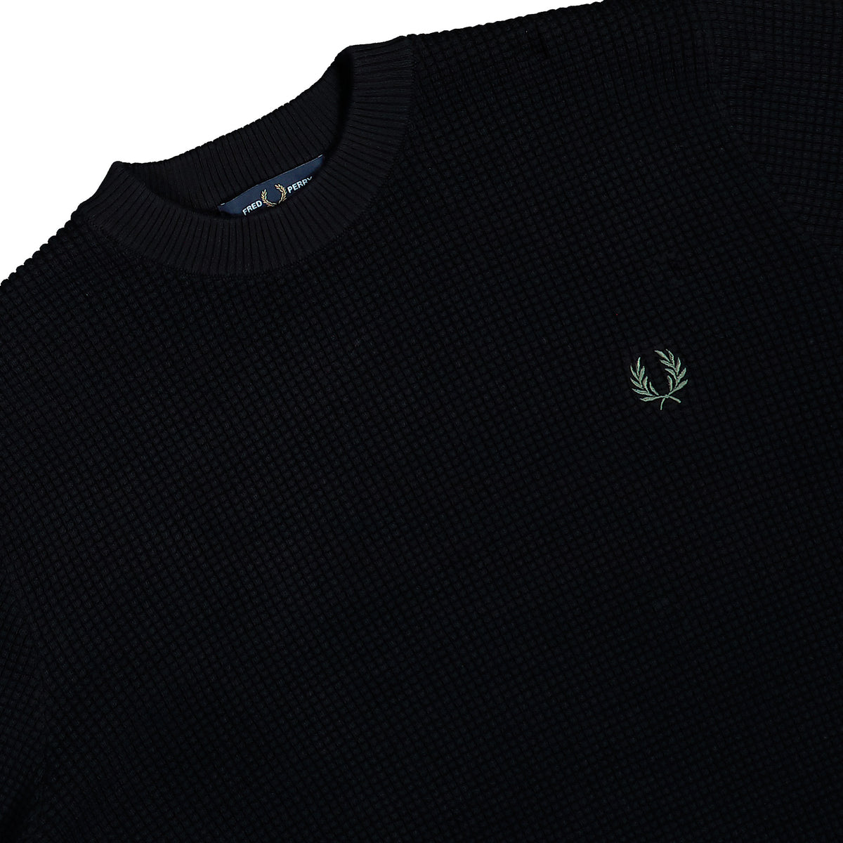 Fred Perry Waffle Stitch Jumper Black Sweatshirt K6507-198 Detailfoto | Overkill
