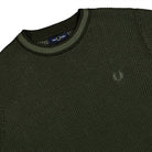 Fred Perry Textured Knitted T-Shirt Hunting Green T-Shirts Close-up | Overkill