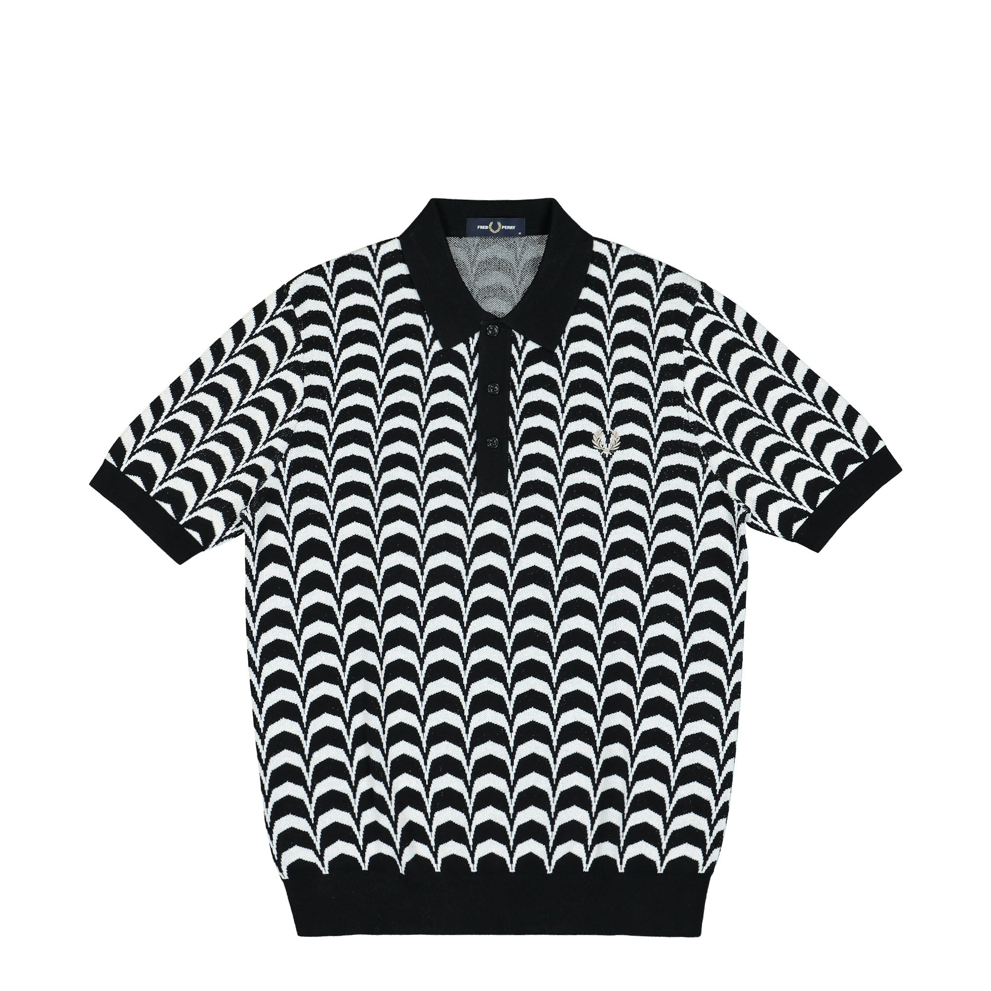 Fred Perry Jacquard Knitted Shirt Black Polo Shirts K7606-102 | Overkill