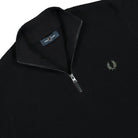 Fred Perry Waffle Stitch Half Zip Jumper Black Sweatshirts Close-up | Overkill