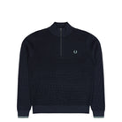 Fred Perry Waffle Stitch Half Zip Jumper Dark Airforce Sweatshirts K8557-738 | Overkill