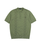 Fred Perry Pointelle Knitted Shirt Olive Mint Polo Shirts K9749-X88 | Overkill