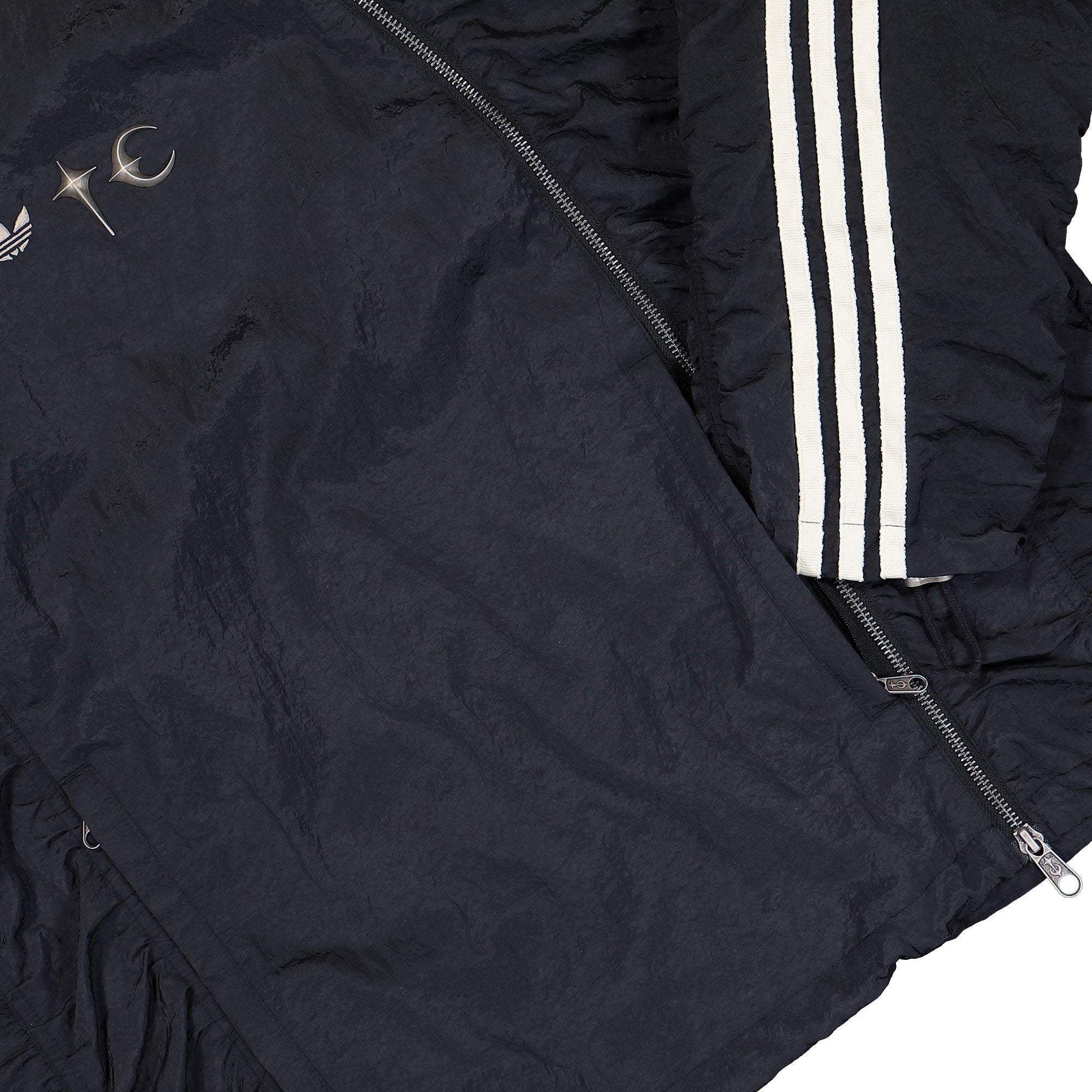 adidas Woven Track Top Black / Silver Metallic Track Jackets KC2200 Detail View 1 | Overkill