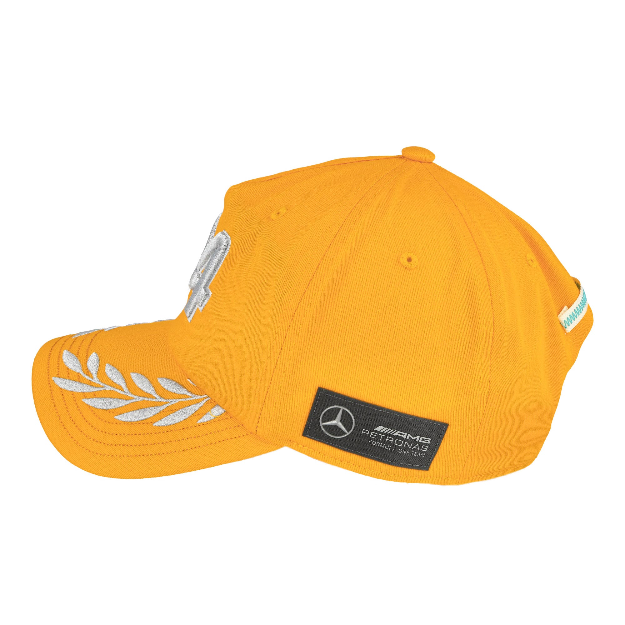 Bad Bunny x Mercedes-AMG F1 x adidas Race Cap Collegiate Gold Basecap KD7596 Close-up | Overkill

