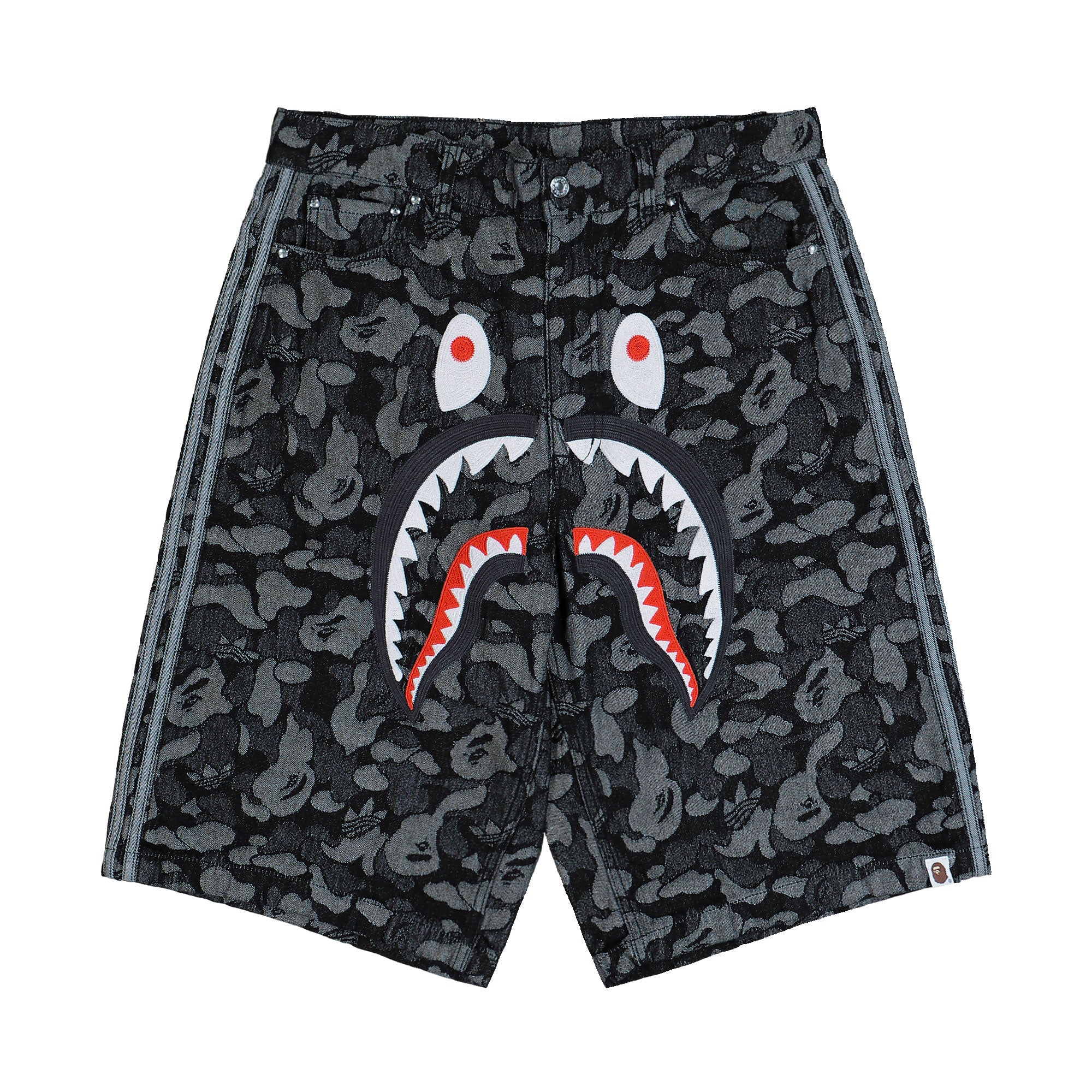 BAPE x adidas Shark Denim Jorts Black Shorts KF4917 | Overkill
