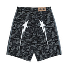 BAPE x adidas Shark Denim Jorts Black Shorts KF4917 Close-up | Overkill
