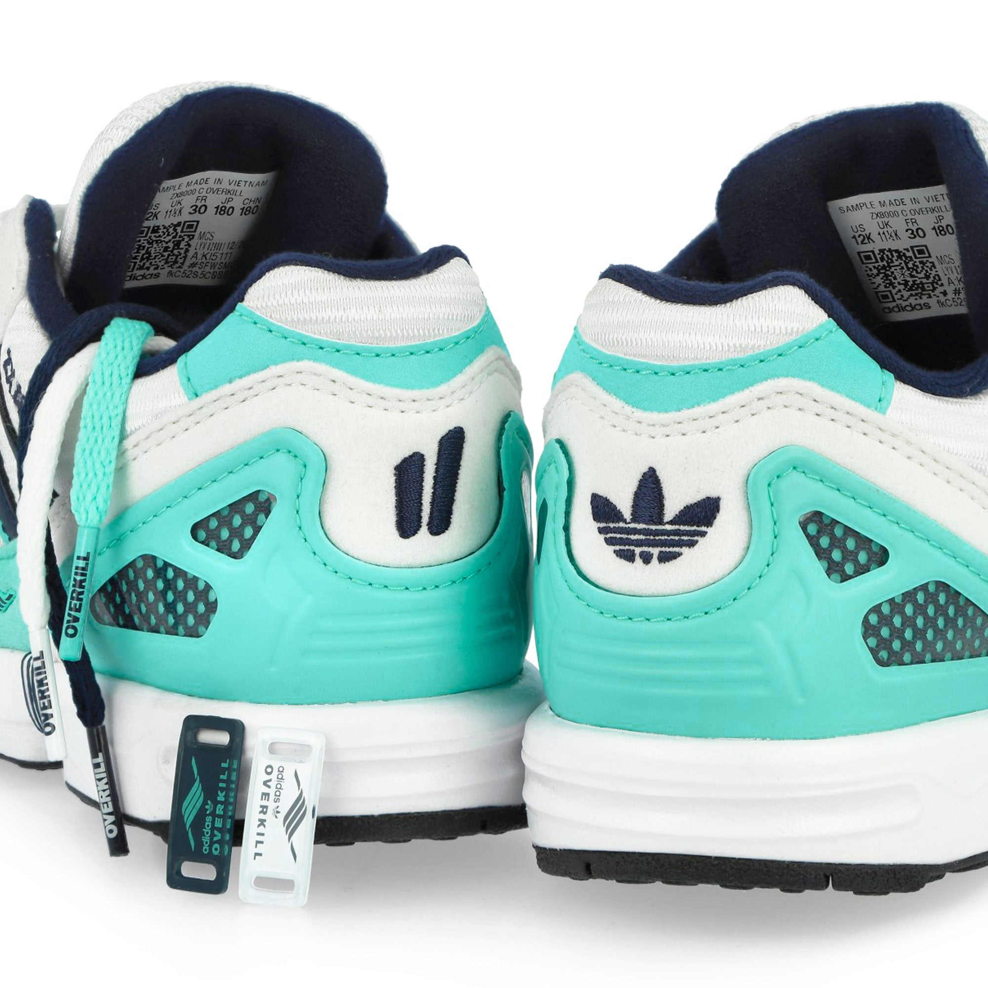 Overkill x adidas ZX 8000 C Away Footwear White / Flash Aqua / Collegiate Navy Low Top Sneakers KI5111 Detailfoto | Overkill