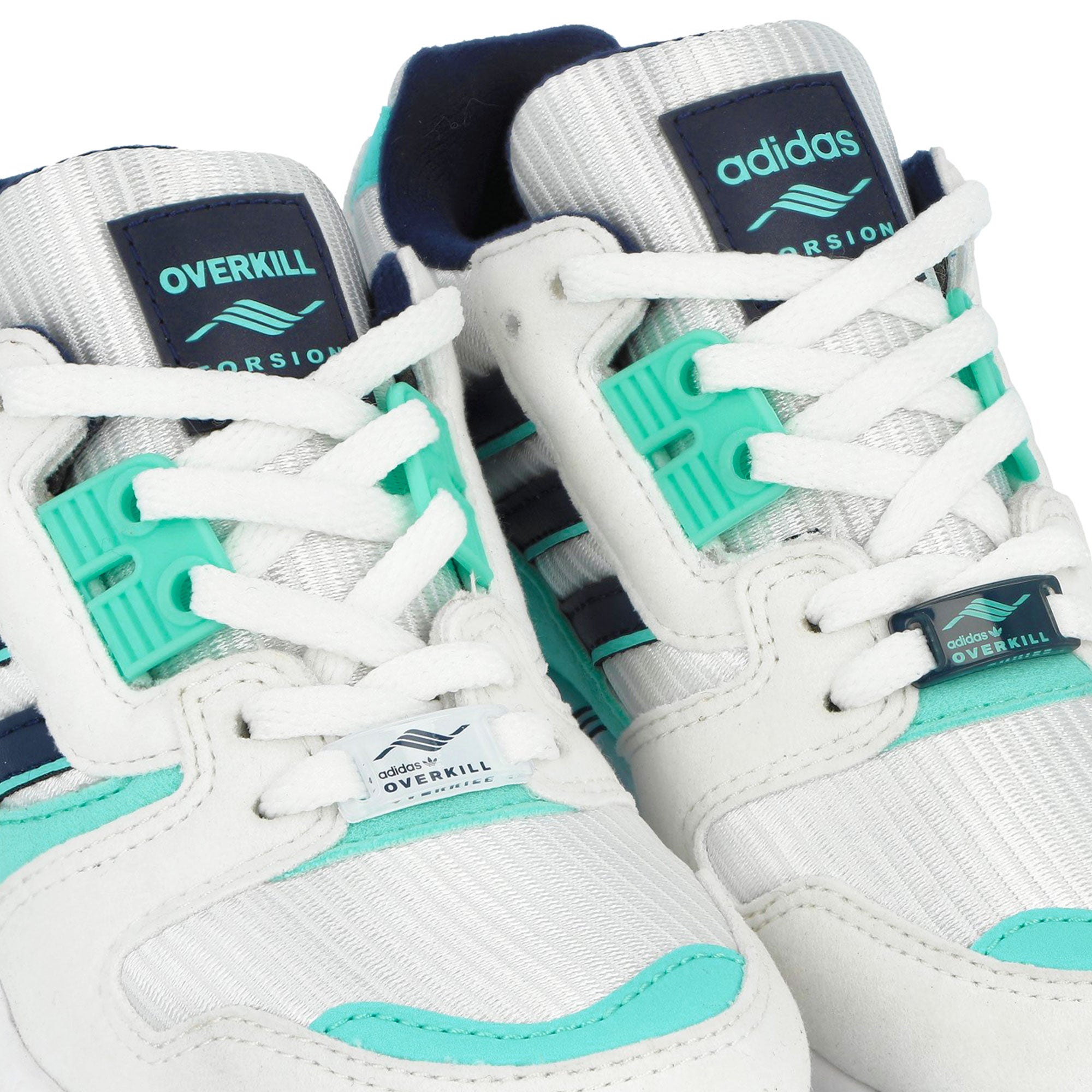 Overkill x adidas ZX 8000 C Away Footwear White / Flash Aqua / Collegiate Navy Low Top Sneakers KI5111 Detail View 1 | Overkill