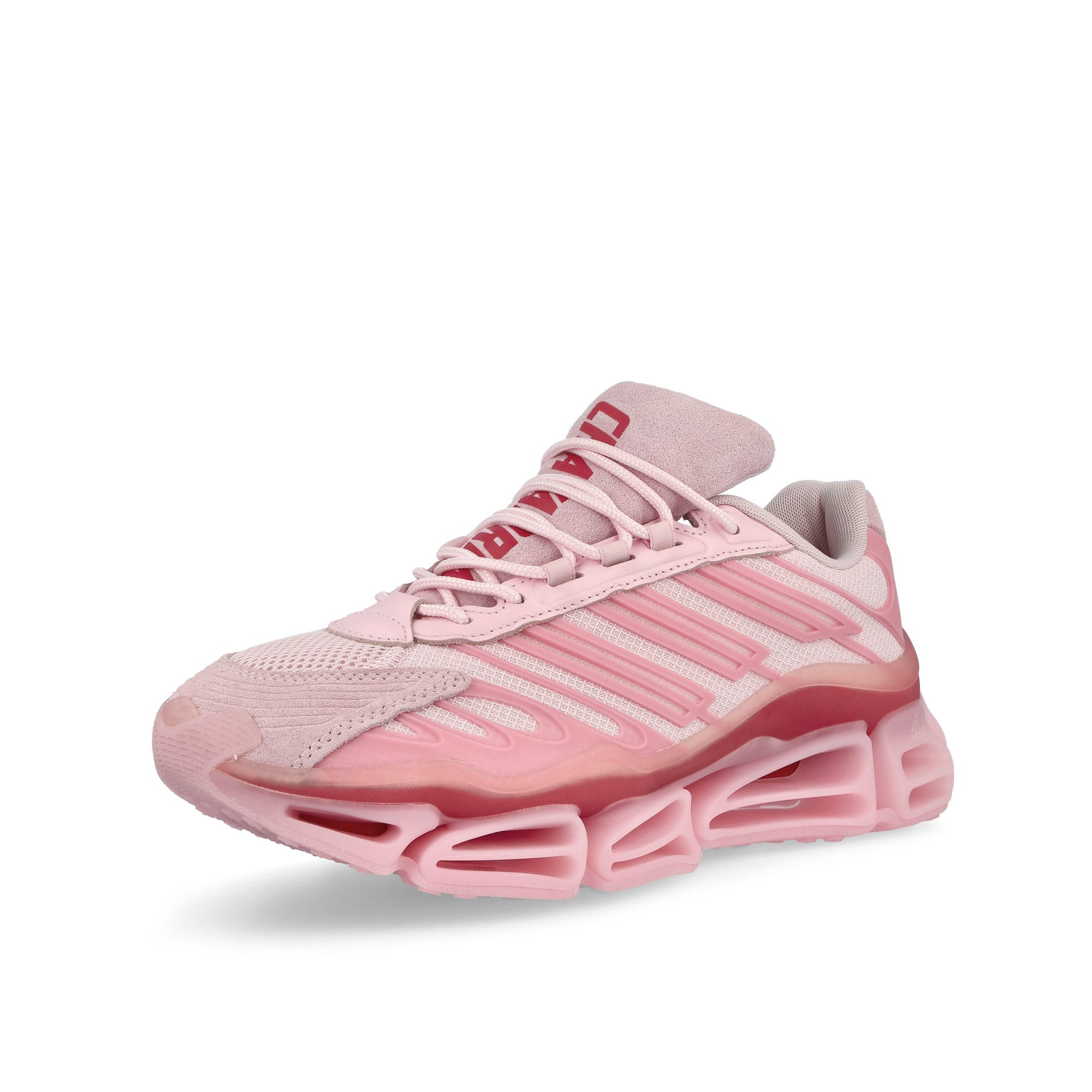 Willy Chavarria x adidas Megaride AG Clear Pink / Clear Pink / Power Red Low Top Sneakers KI7006 Close-up | Overkill
