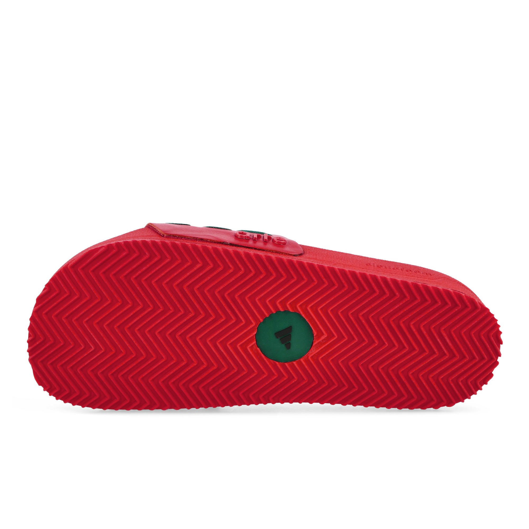 adidas Adilette Better Scarlet / Collegiate Green / Better Scarlet Slides KI8336 Detail View 1 | Overkill

