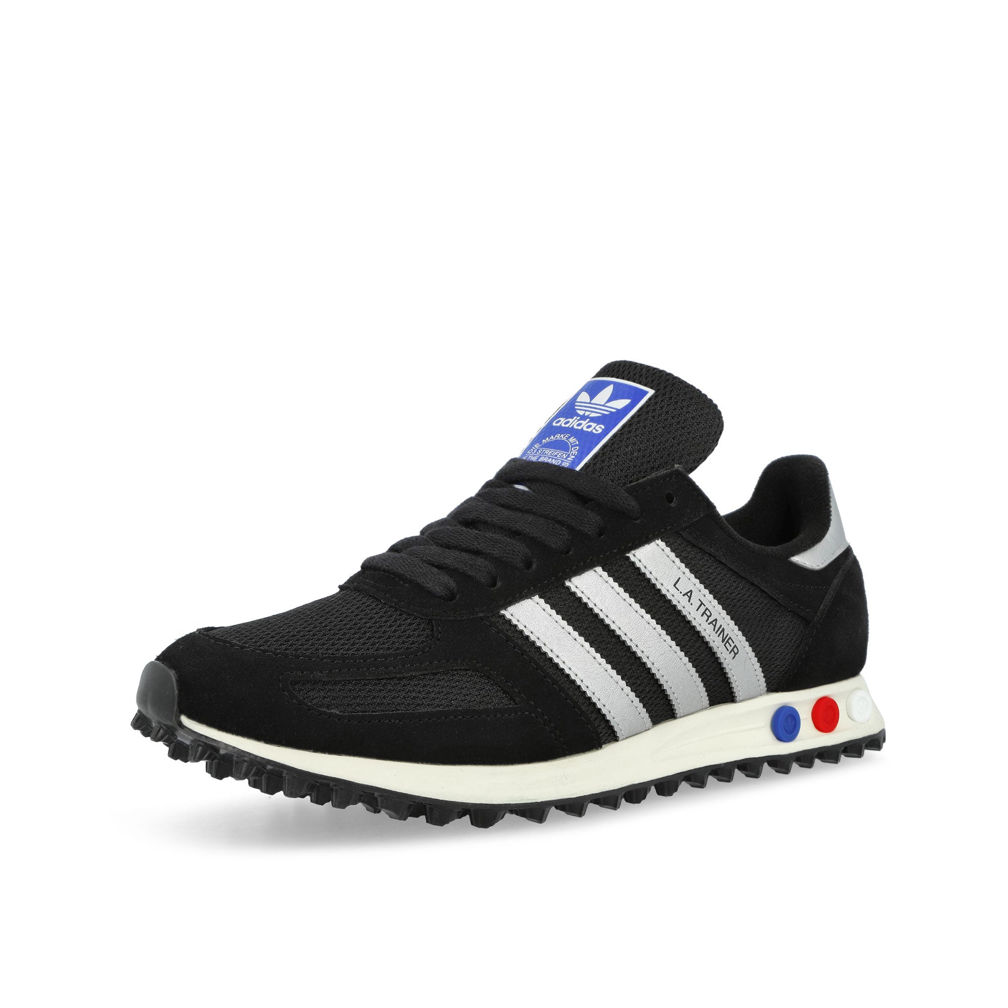 adidas LA Trainer OG Core Black / Silver Metallic / Off White Low Top Sneakers KJ4381 Close-up | Overkill
