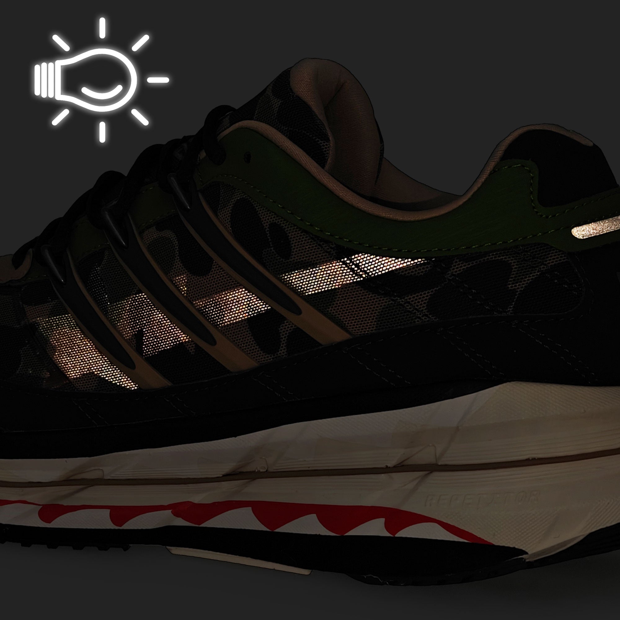 BAPE x adidas Adistar Harmony Hemp / Iron Metallic / Off White Low Top Sneakers KJ8850 Detail View 1 | Overkill