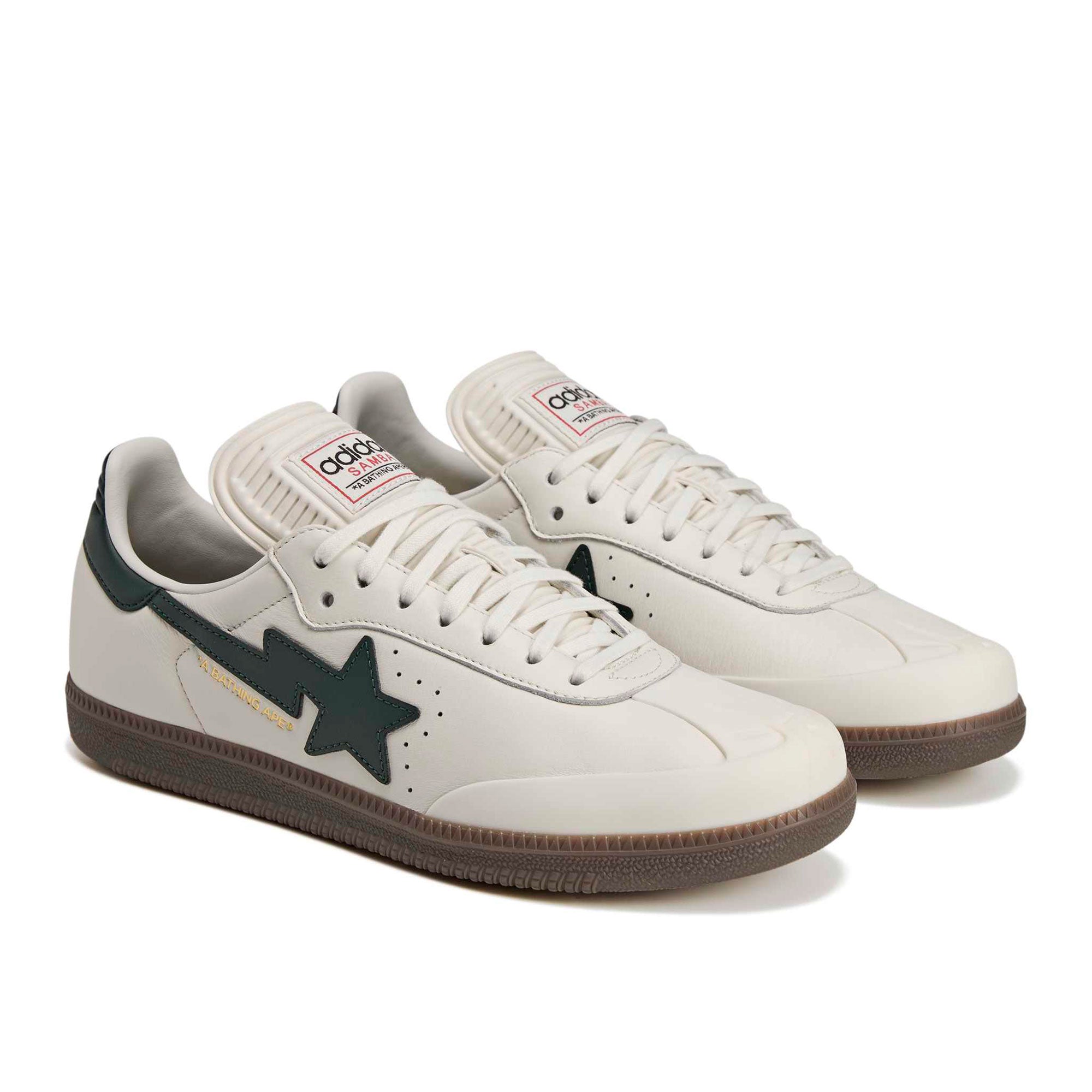 BAPE x adidas Samba Off White / Shadow Green / Gum 4 Low Top Sneakers KJ8852 Material | Overkill
