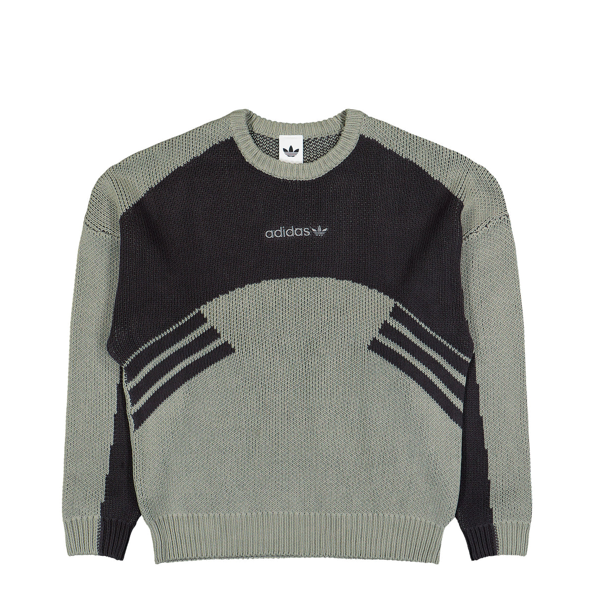 adidas Munich 93 Chunky Crewneck Sweatshirt Silver Pebble / Utility Black sweatshirt KQ9490 | Overkill
