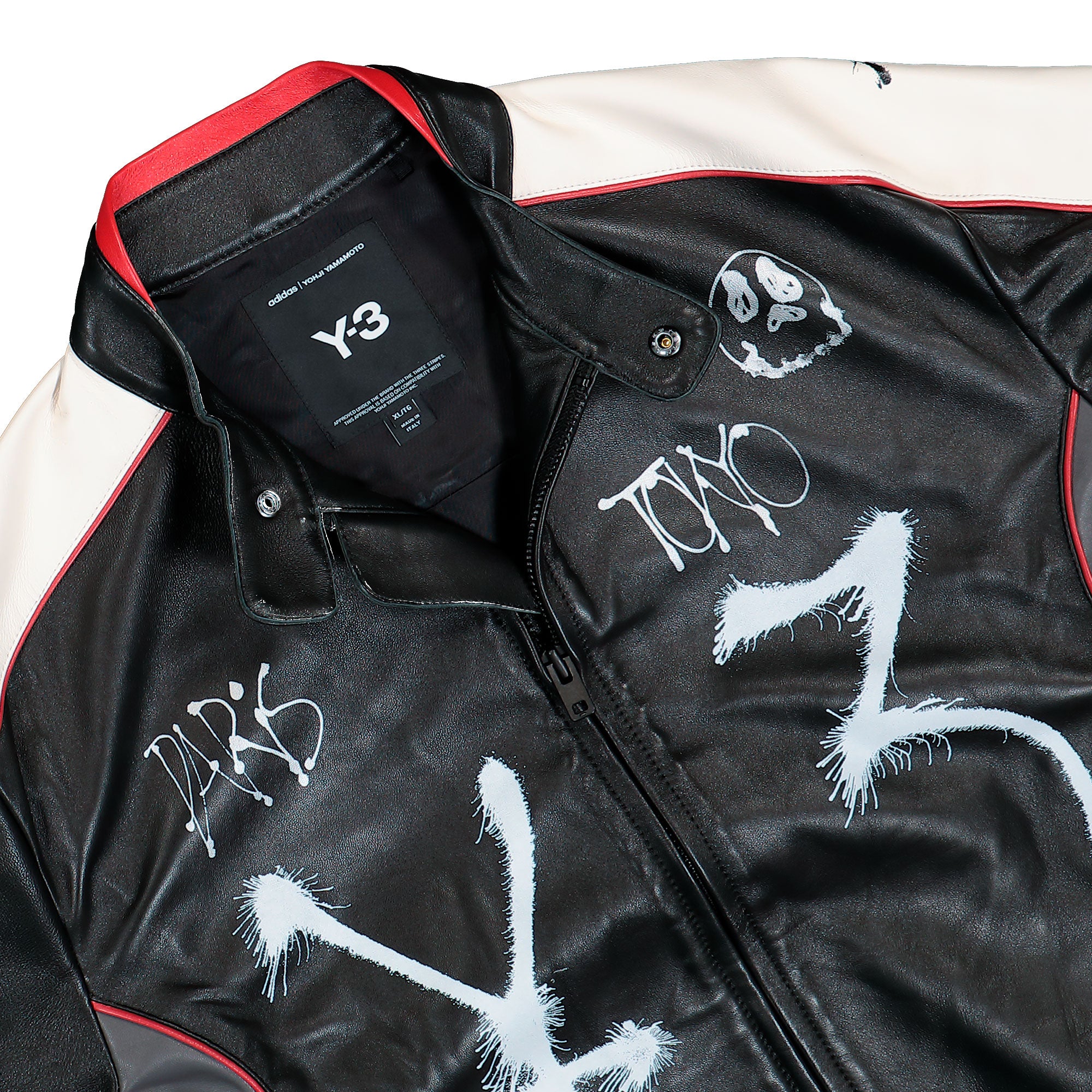 Y-3 Chito Graphic Leather Biker Jacket Black Jackets KR3573 Detailfoto | Overkill
