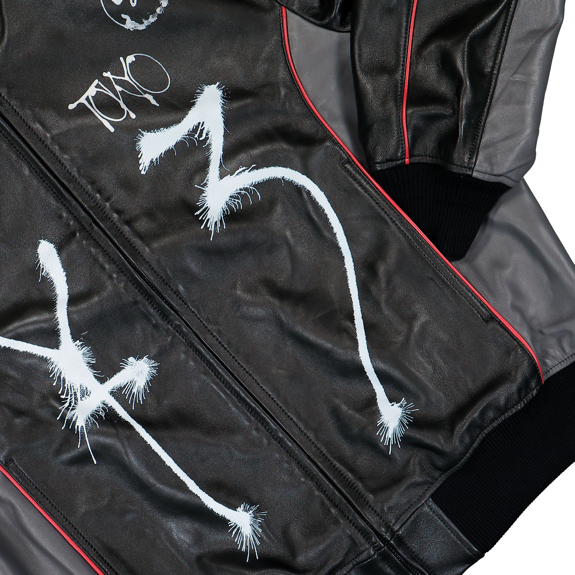 Y-3 Chito Graphic Leather Biker Jacket Black Jackets KR3573 Detail View 1 | Overkill
