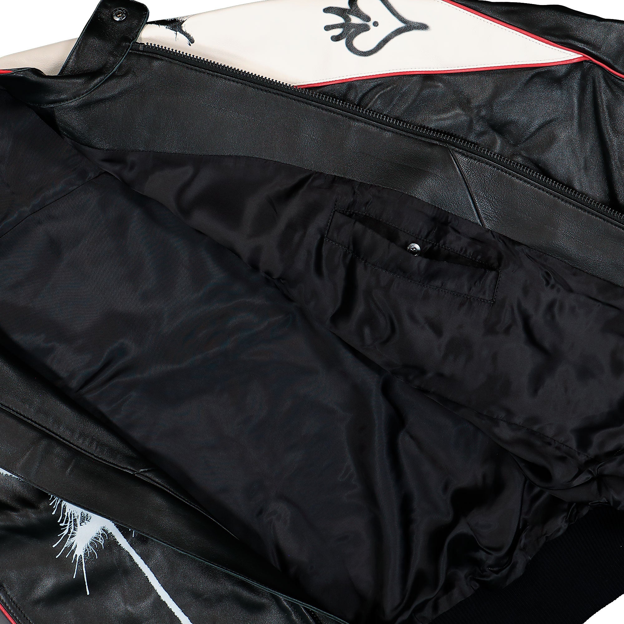 Y-3 Chito Graphic Leather Biker Jacket Black Jackets KR3573 Detail View 2 | Overkill
