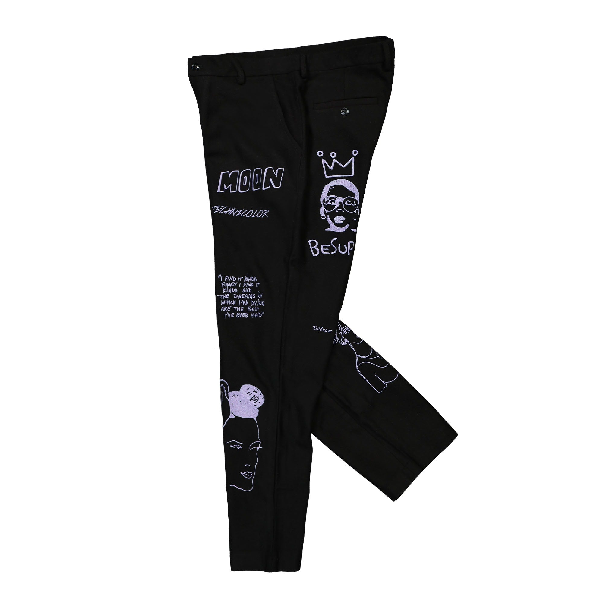 Kidsuper Studios Embroidery Suit Bottom Black Casual Pants Close-up | Overkill