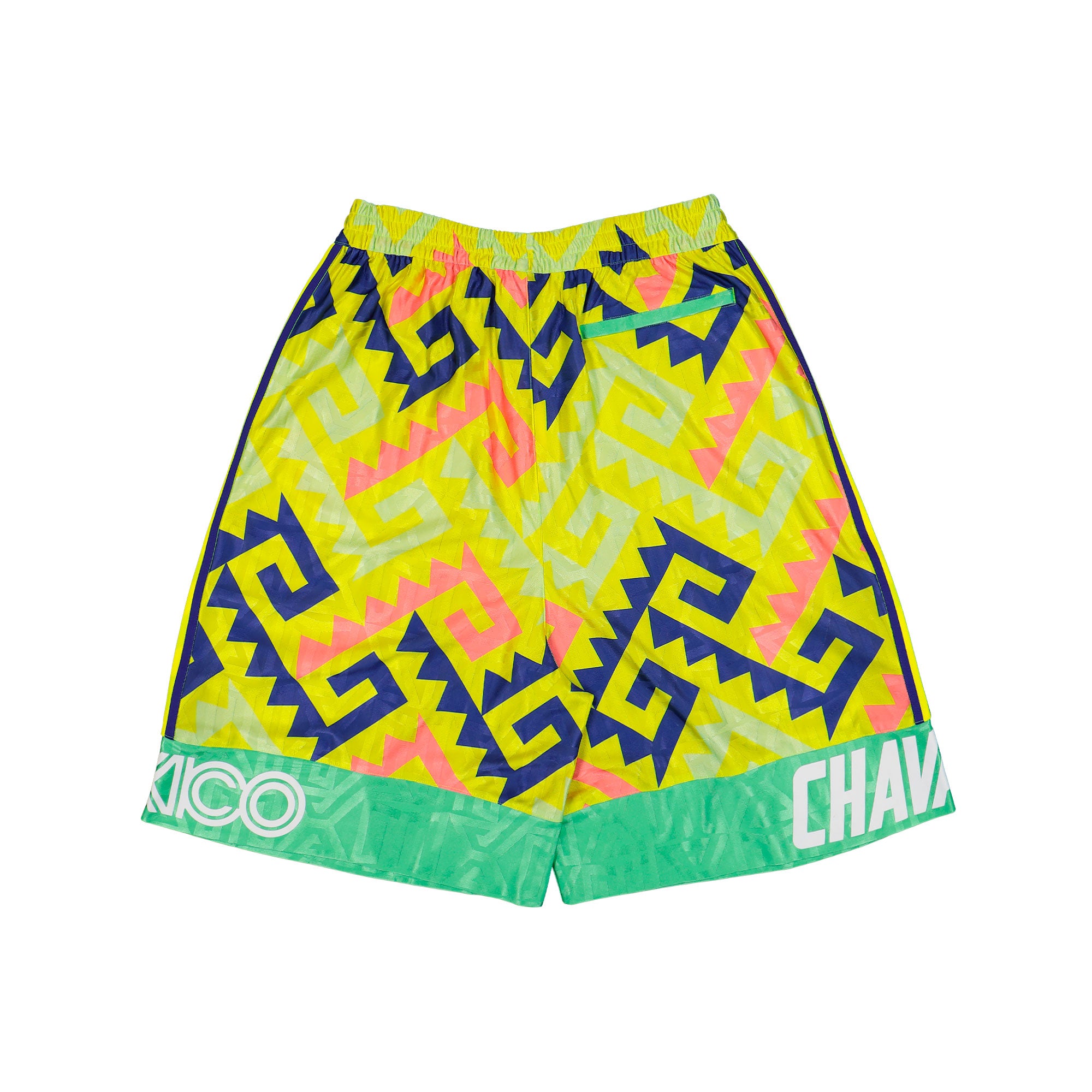 Willy Chavarria x adidas AOP Longshort Solar Lemon / Pure Purple / Solar Turbo short KU7804 Close-up | Overkill

