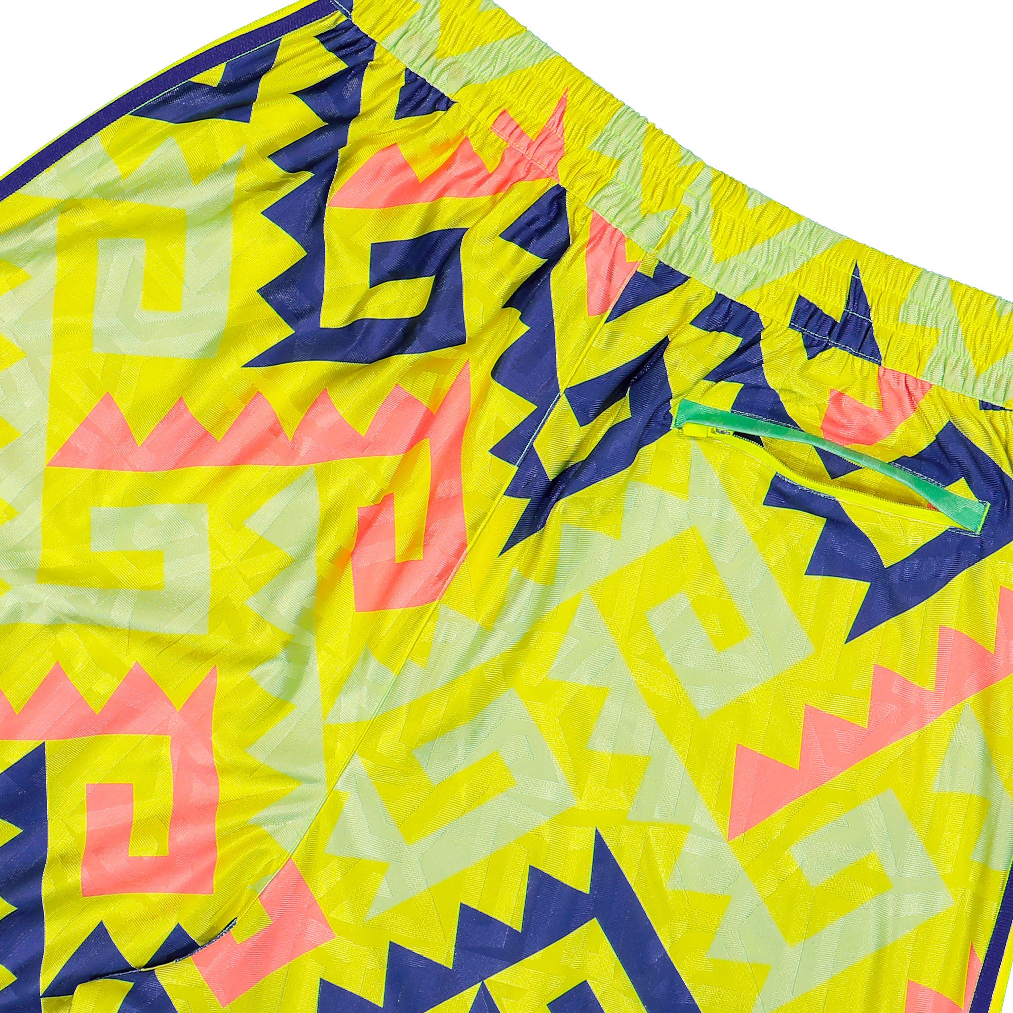 Willy Chavarria x adidas AOP Longshort Solar Lemon / Pure Purple / Solar Turbo short KU7804 Detail View 2 | Overkill

