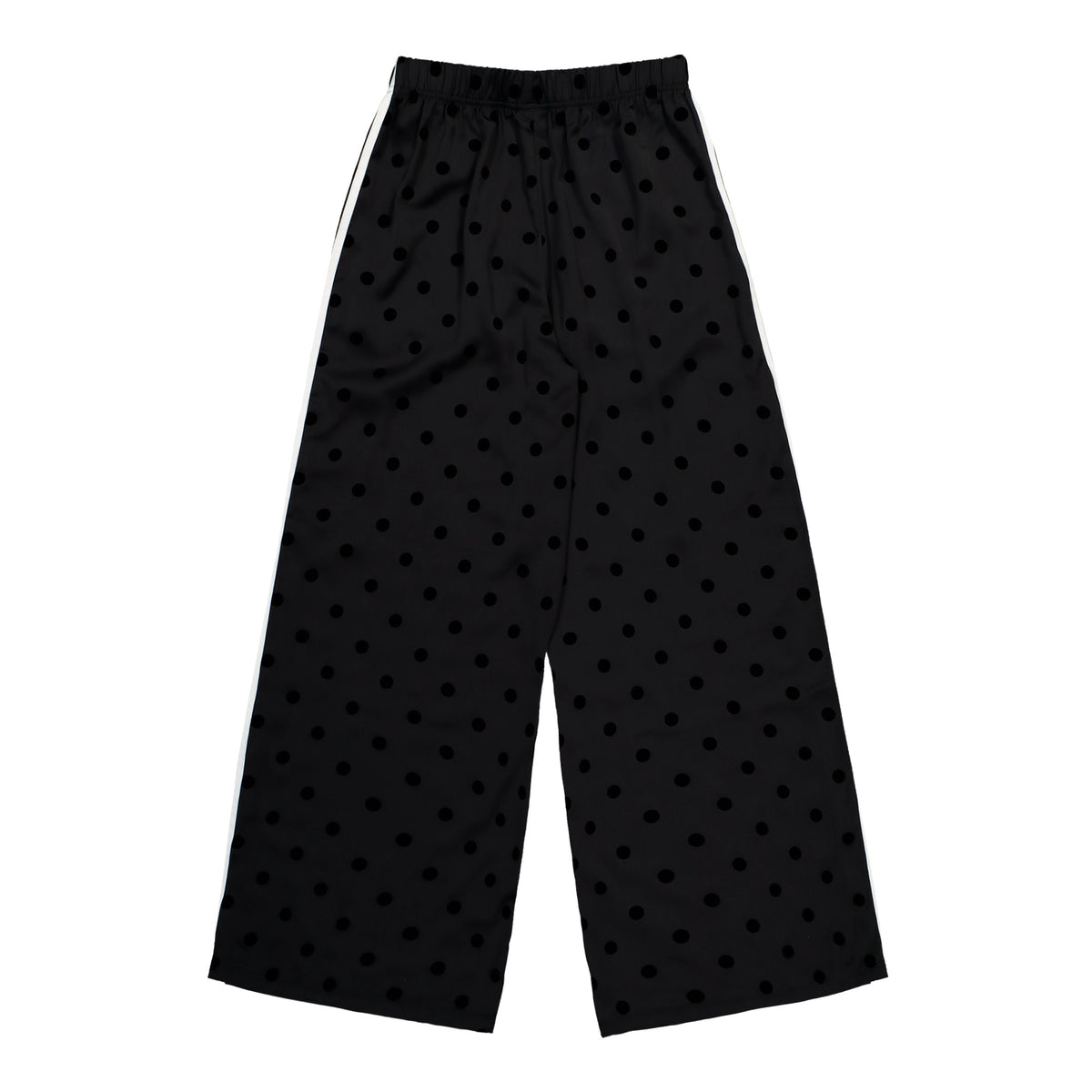 adidas Satin Polka Dots Wide Leg Pant Black Track Pant KV1169 Close-up | Overkill
