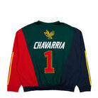 Willy Chavarria x adidas Watsonville Sweatshirt Aurora Ivy / Legend Ink / Better Scarlet Sweatshirt KV1996 Close-up | Overkill
