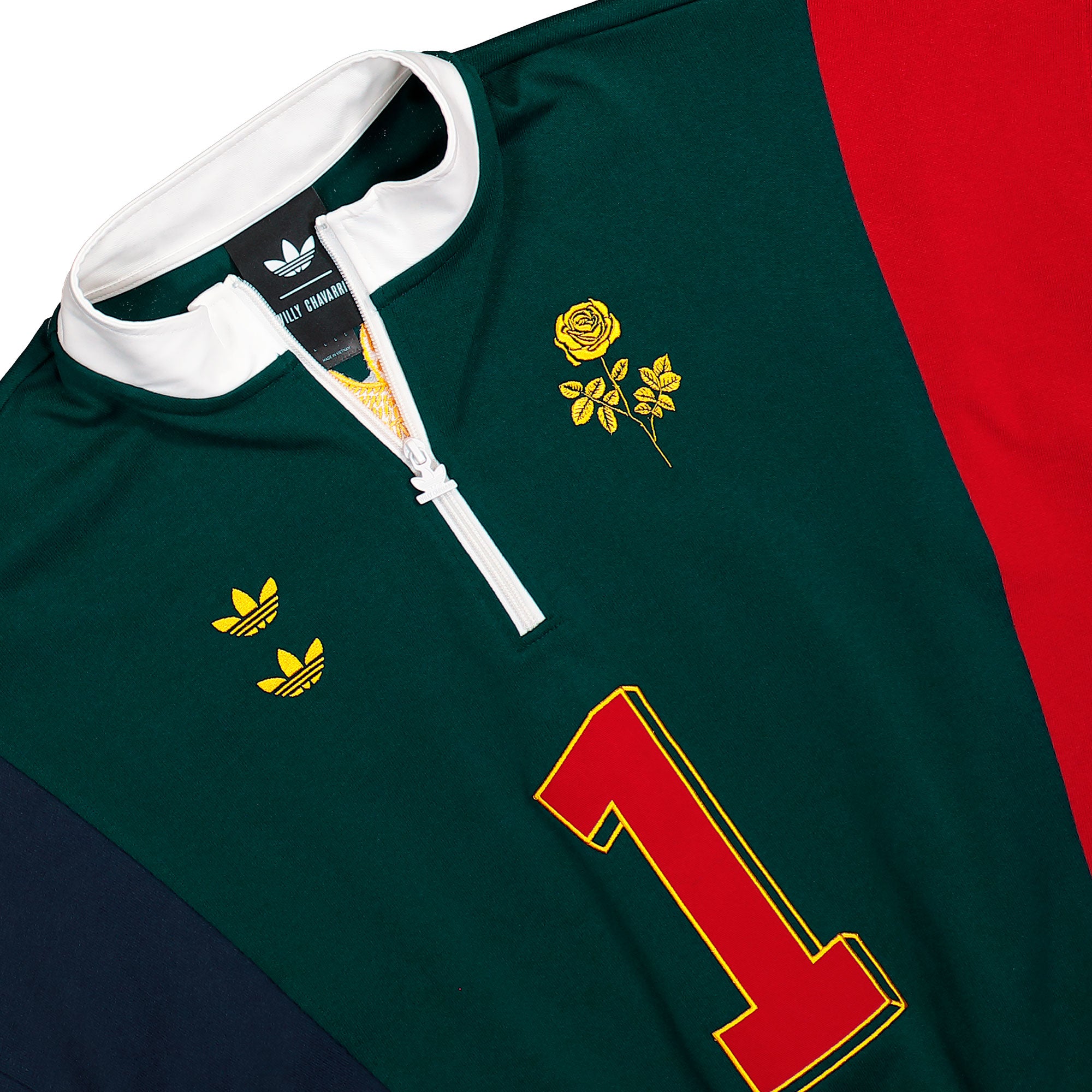 Willy Chavarria x adidas Watsonville Sweatshirt Aurora Ivy / Legend Ink / Better Scarlet Sweatshirt KV1996 Detailfoto | Overkill
