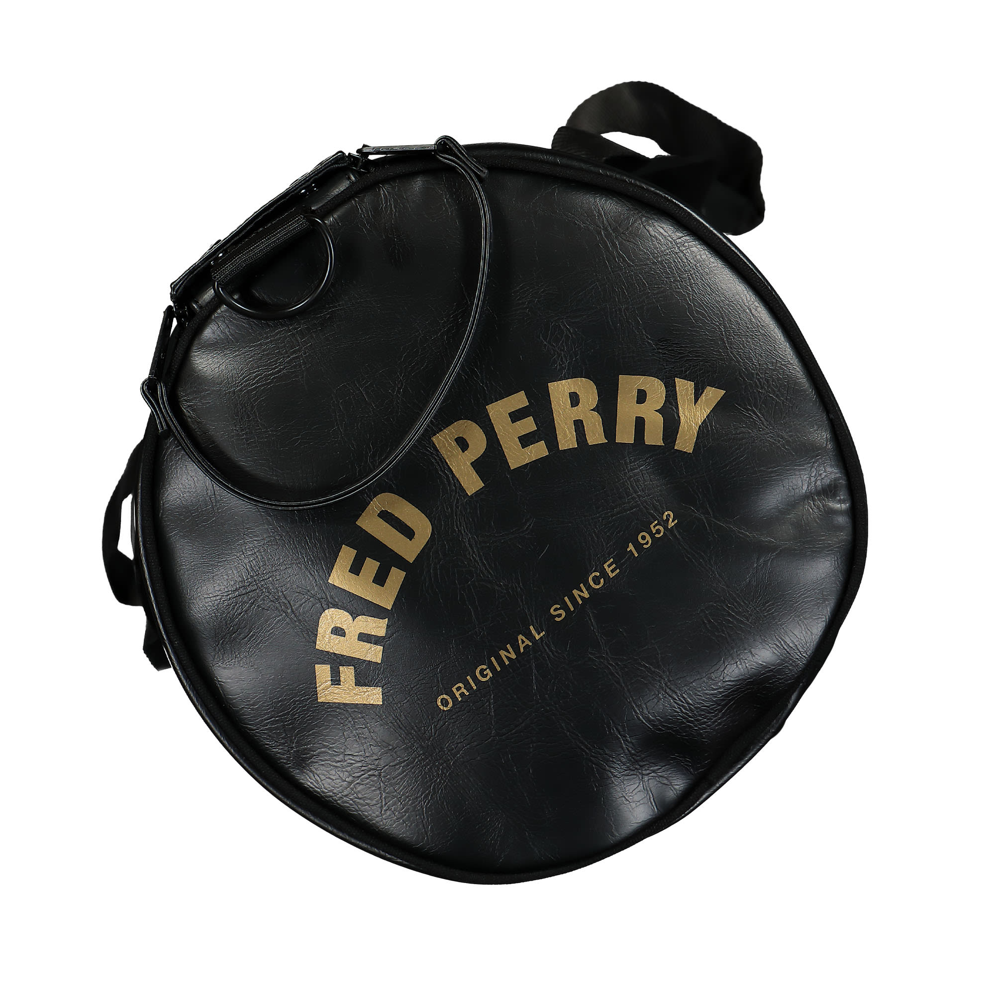 Fred Perry Tonal PU Barrel Bag Black Duffle Bags Close-up | Overkill