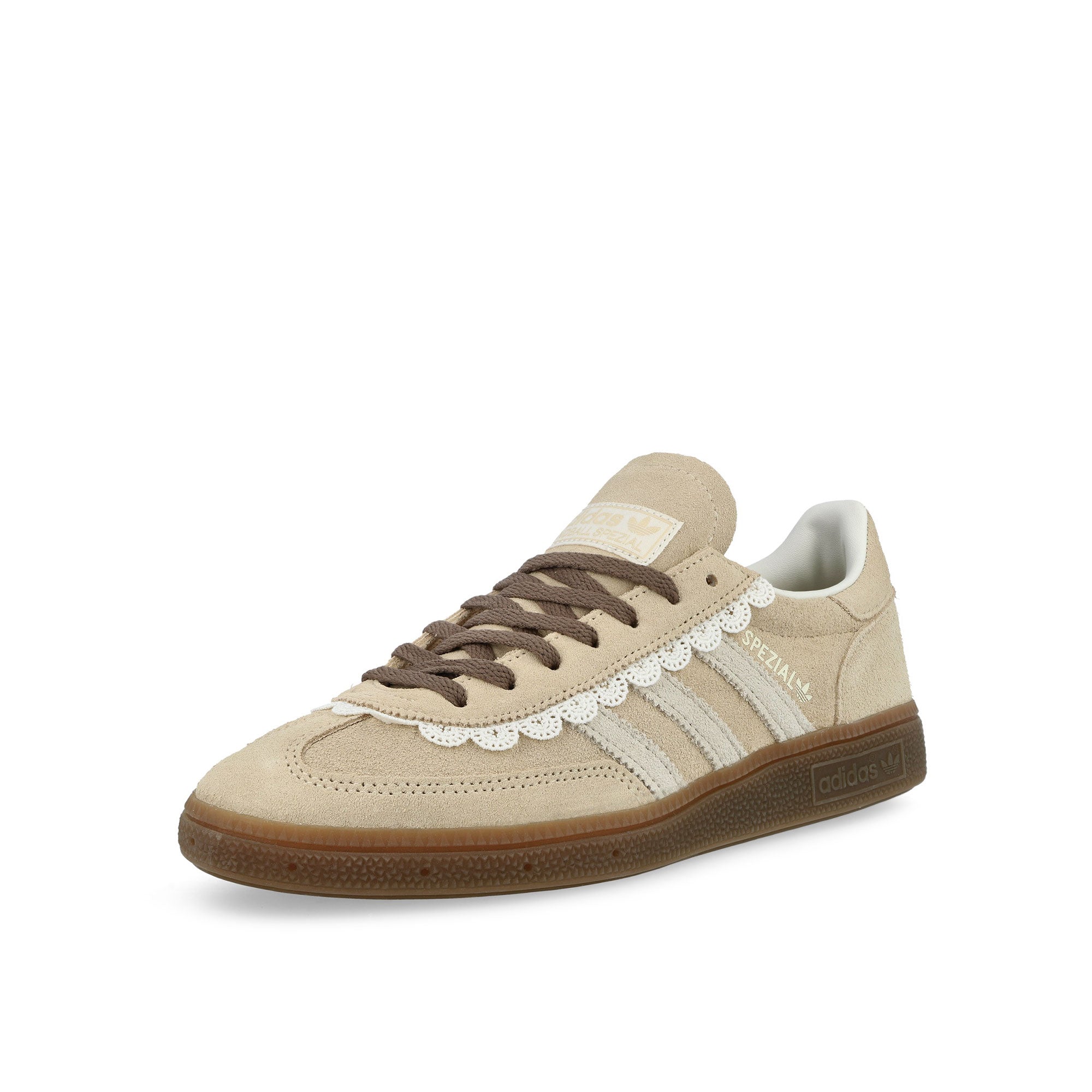 adidas Handball Spezial W Sand Strata / Off White / Gum  Low Top Sneakers LA0313 Close-up | Overkill
