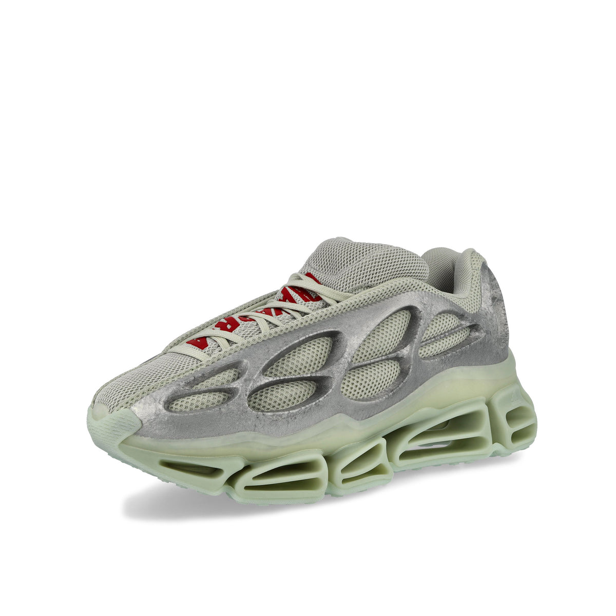 Willy Chavarria x adidas  Megaride Bones Halo Green / Silver Metallic / Better Scarlet Low Top Sneakers LA6162 Detail View 1 | Overkill
