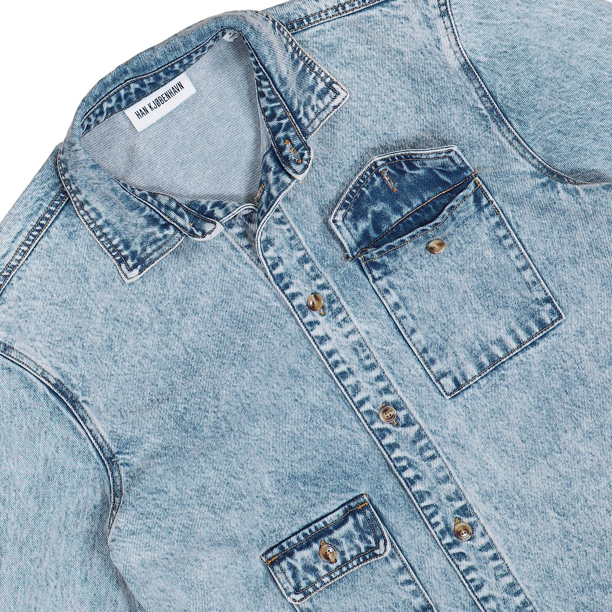 Han Kjobenhavn Army Shirt Bleached Denim Shirts M-130386 Detailfoto | Overkill
