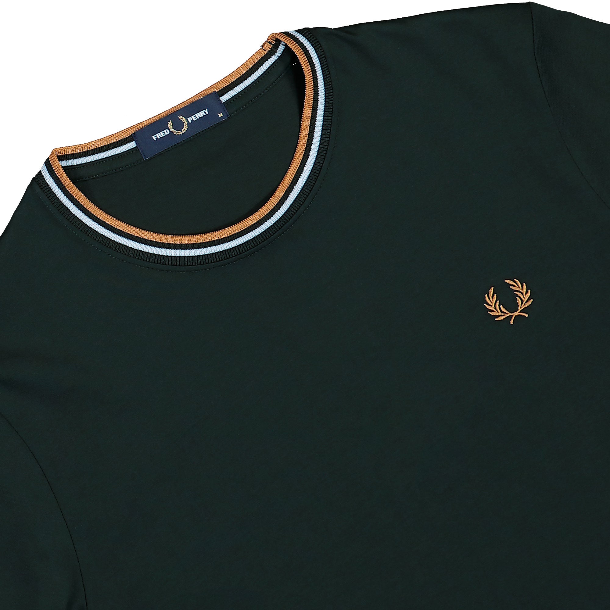 Fred Perry Twin Tipped T-Shirt Night Green / Dusky Blue / Dark Caramel T-Shirt M1588-78C Detailfoto | Overkill
