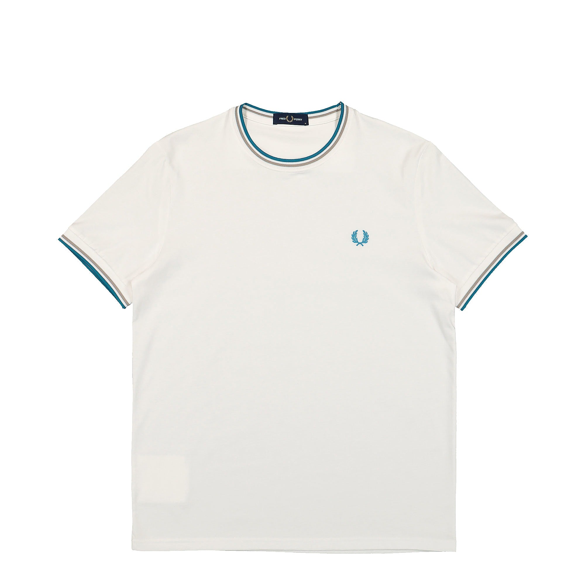 Fred Perry Twin Tipped T-Shirt Snow White / Warm Grey/ Ocean T-Shirts M1588-V36 | Overkill