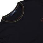 Fred Perry Twin Tipped T-Shirt Navy / Laurel Wreath Green / Carrington Brick T-Shirts Close-up | Overkill