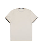 Fred Perry Twin Tipped T-Shirt Ecru / Dark Caramel / Black T-Shirt M1588V-79B Close-up | Overkill
