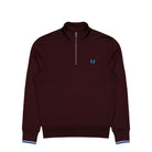 Fred Perry Half Zip Sweatshirt Oxblood / Ecru / Court Blue Sweatshirts M3574-Z63 | Overkill