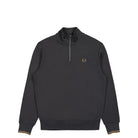 Fred Perry Half Zip Sweatshirt Anchor Grey / Dark Caramel Sweatshirts M3574-V07 | Overkill