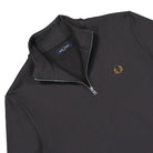Fred Perry Half Zip Sweatshirt Anchor Grey / Dark Caramel Sweatshirts Close-up | Overkill