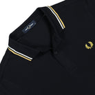 Fred Perry Twin Tipped Fred Perry Shirt Navy / Ecru / Honeycomb Polo Shirts Close-up | Overkill