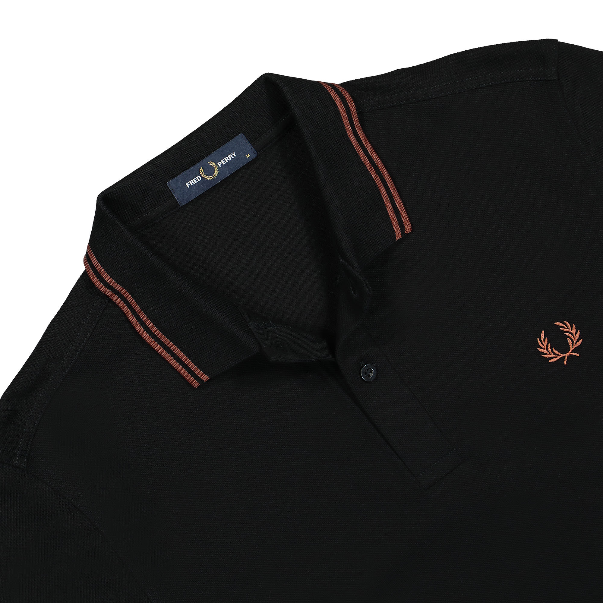 Fred Perry Twin Tipped Fred Perry Shirt Black / Whiskey Brown Polo Shirts Close-up | Overkill