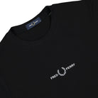 Fred Perry Embroidered T-Shirt Black T-Shirts Close-up | Overkill