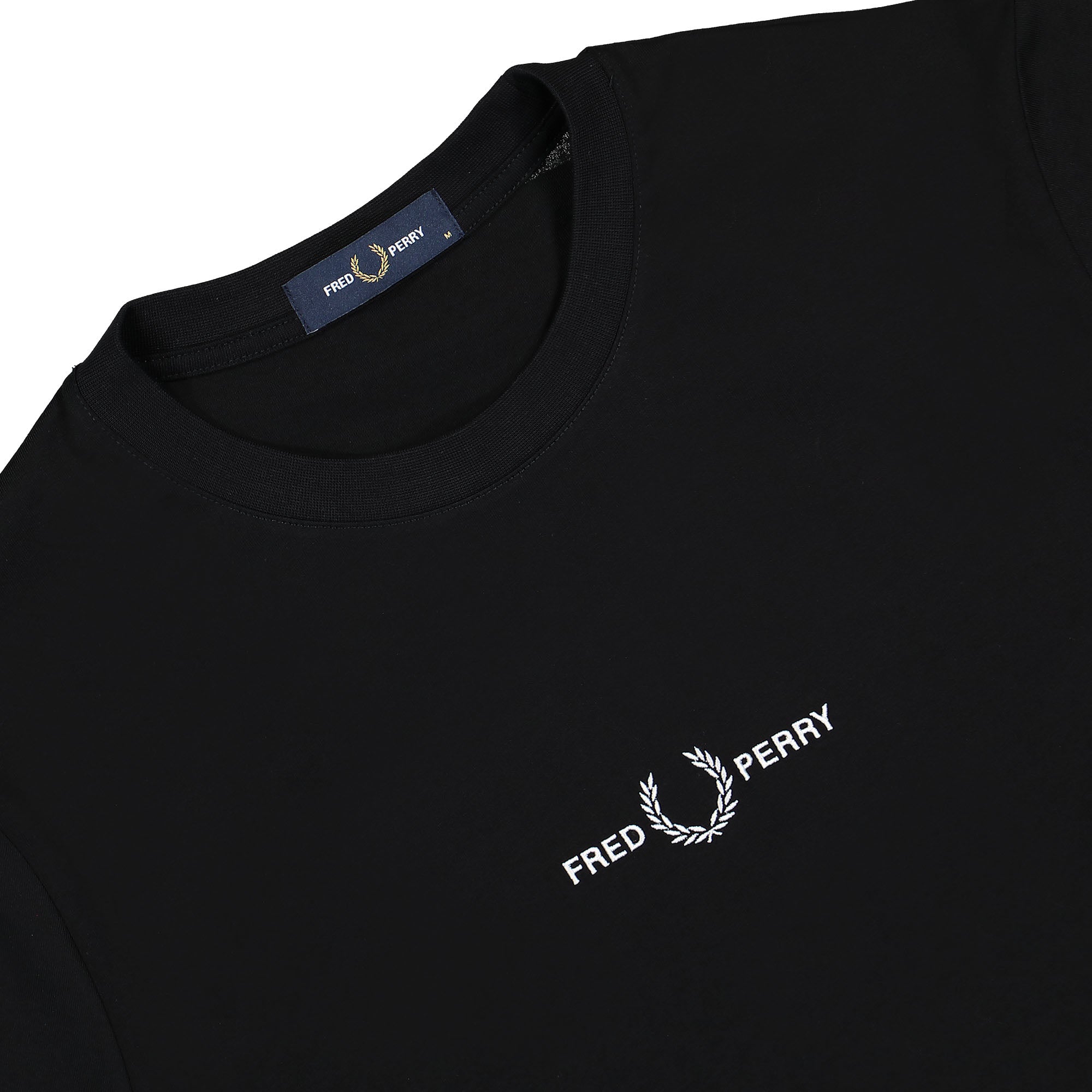 Fred Perry Embroidered T-Shirt Black T-Shirts Close-up | Overkill