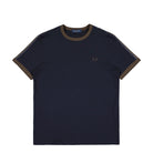 Fred Perry Contrast Tape Ringer T-Shirt Navy / Burnt Tobacco T-Shirt M4613-40A | Overkill
