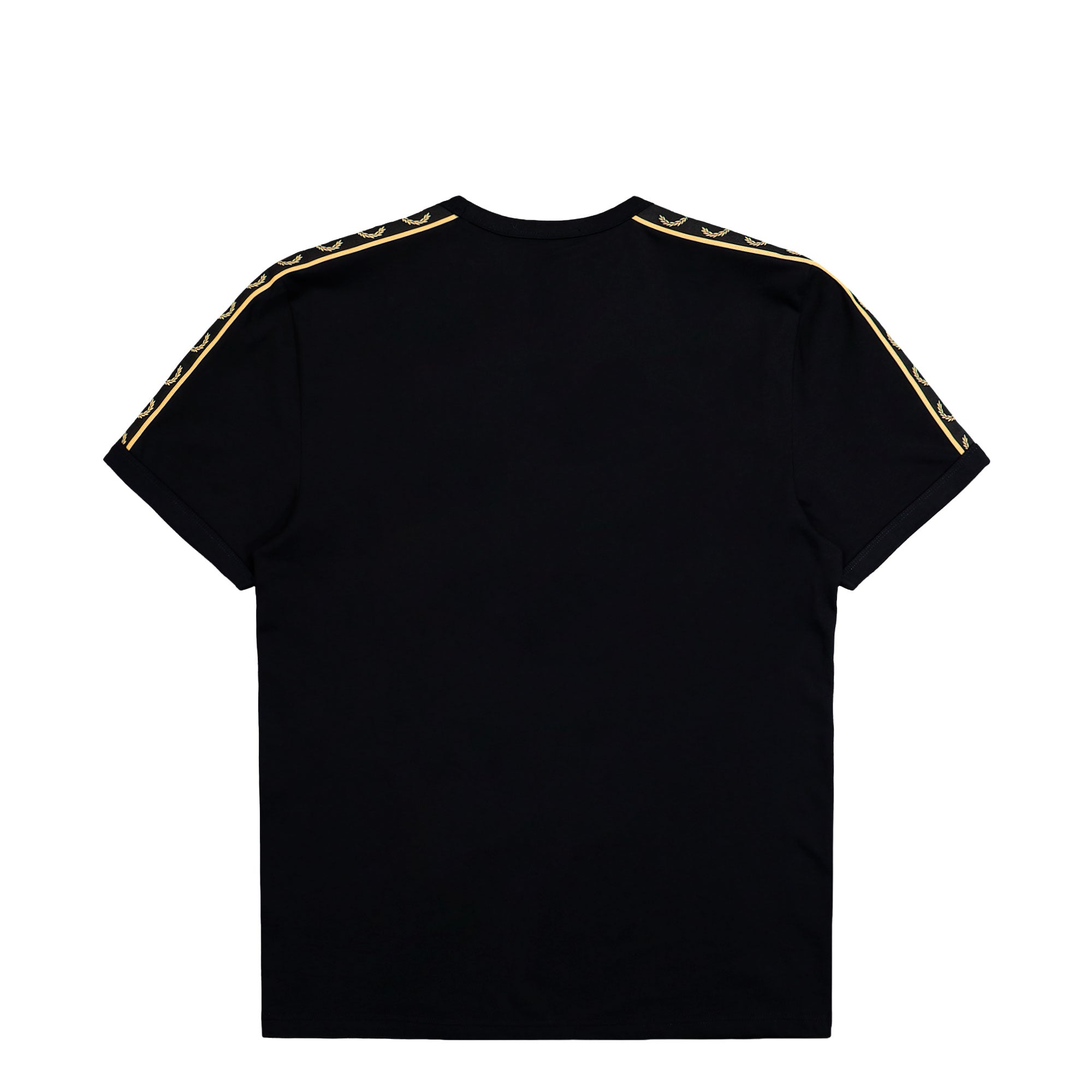 Fred Perry Contrast Tape Ringer T-Shirt Black / Champagne T-Shirt M4613-90A Close-up | Overkill
