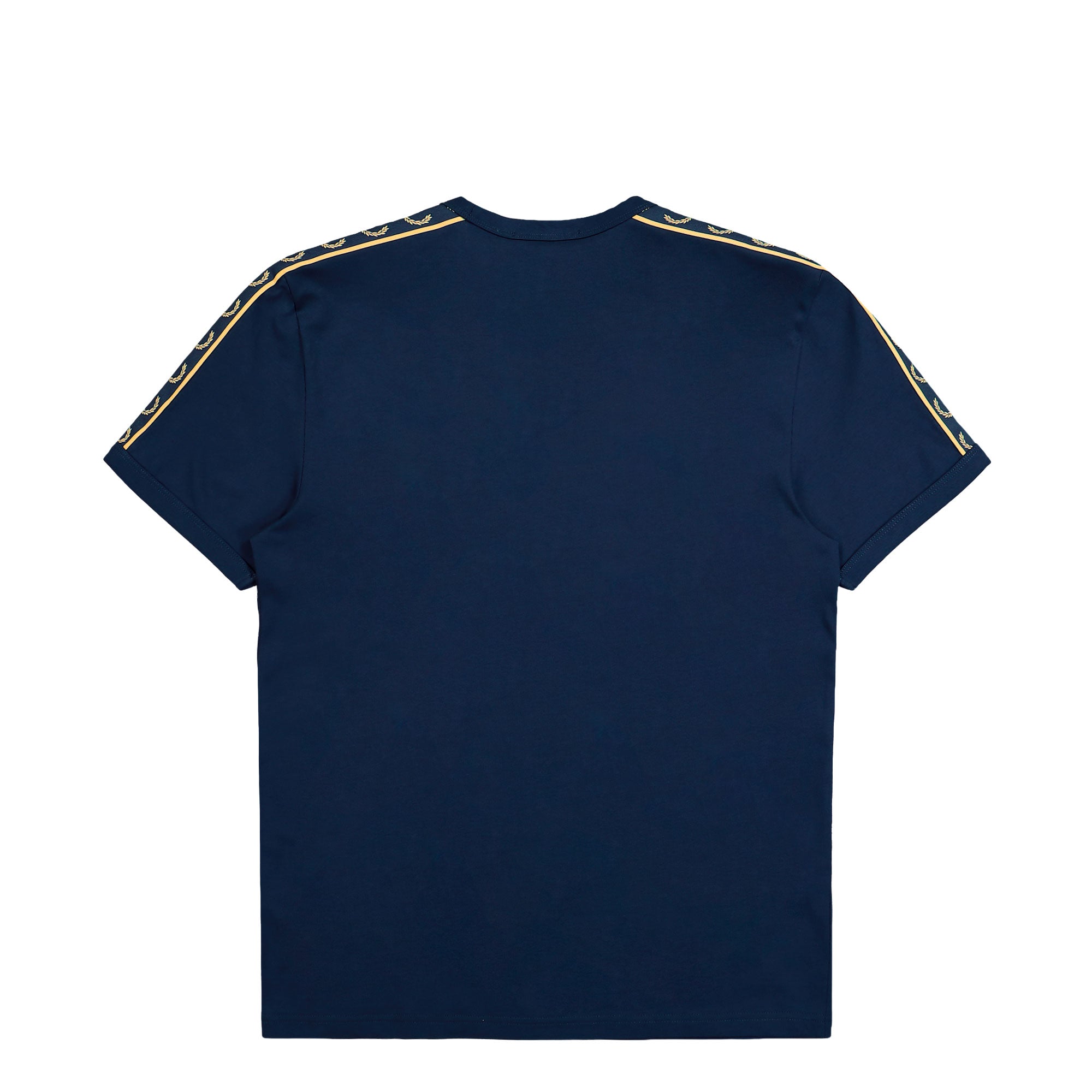 Fred Perry Contrast Tape Ringer T-Shirt Tennis Blue / Champagne T-Shirt M4613-91A Close-up | Overkill
