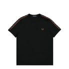 Fred Perry Contrast Tape Ringer T-Shirt Black / Whiskey Brown T-Shirts M4613-S76 | Overkill